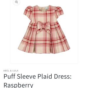 NWOT Abel & Lula Puff Sleeve Holiday Plaid Dress Size 18months